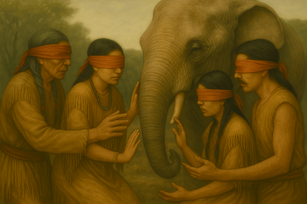 Native Americans and an Elephant small